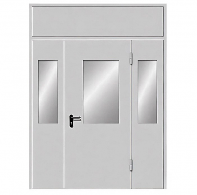 Техническая двустворчатая дверь с стеклом №1